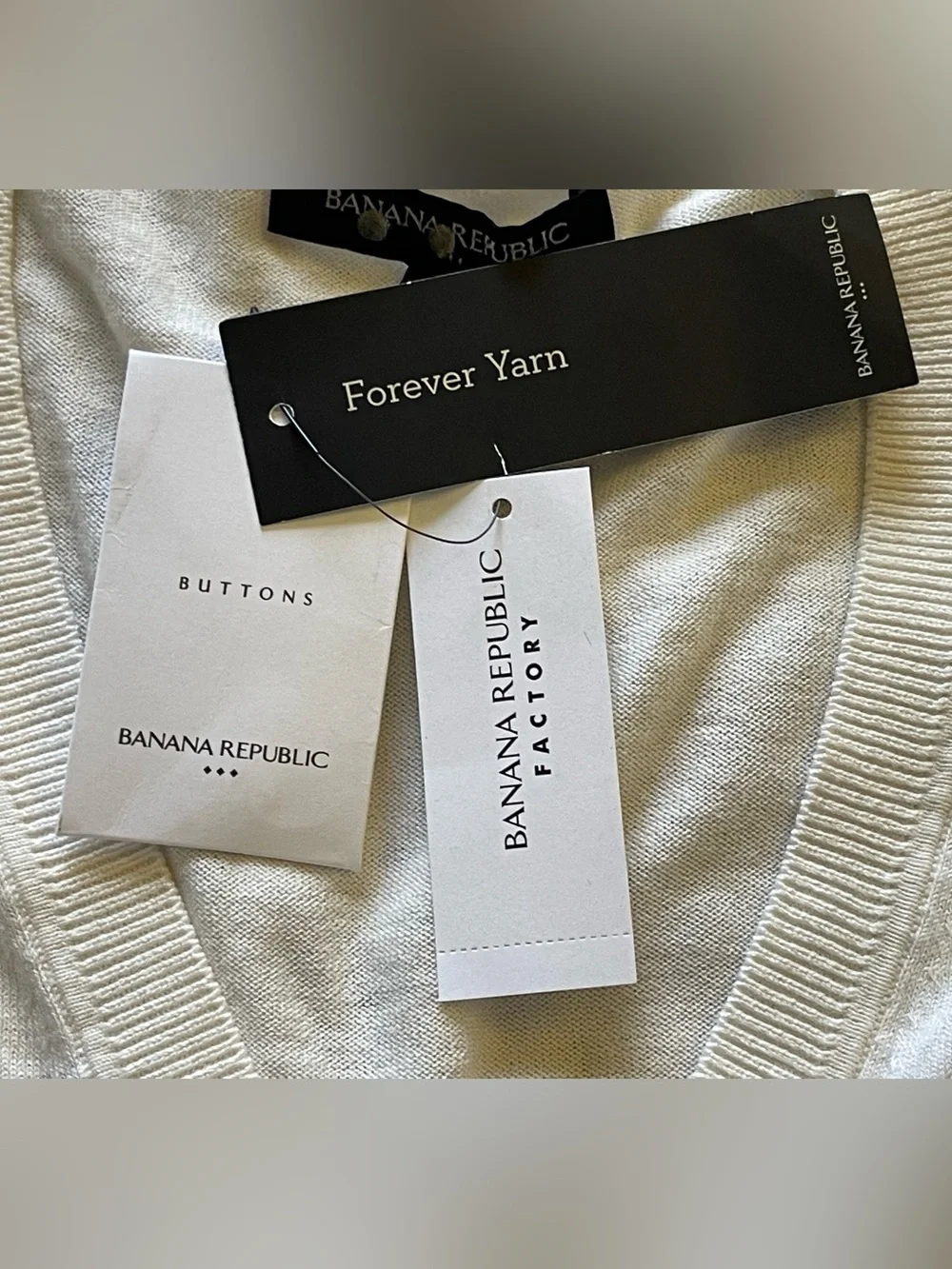 Banana Republic Cream V-Neck Button Cardigan